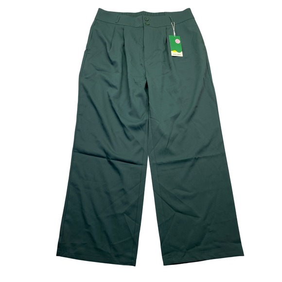 HALARA Pants - Halara Womens Forest Green High Waisted Wide Leg Pleated Trousers XL NWT